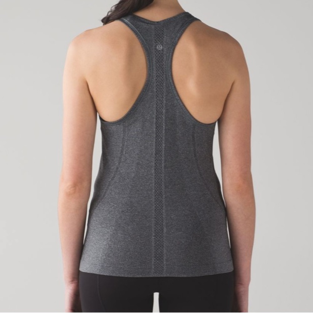 Lululemon Run Swiftly Tech Tank Top High Neck Heathered Black Gray 4 Racerback - Picture 6 of 12